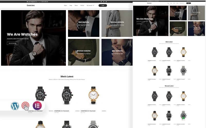 Ewatches - Elementor Watches WordPress Business Themes WooCommerce Themes